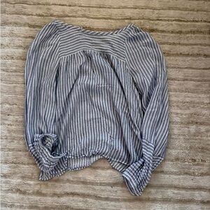 LOFT Blue and White Striped Peasant Blouse